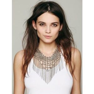 Free People Statement Necklace Floral Chainmail